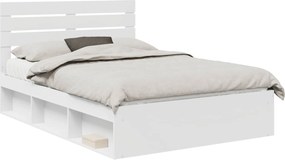 vidaXL Cadru de pat cu headboard Alb 160 x 200 cm Lemn de pin masiv