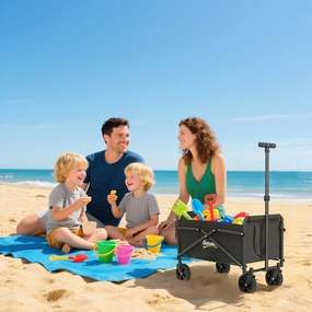 Outsunny Cărucior de Grădină Pliabil Compact, Cărucior Robust Multifuncțional pentru Exterior cu Roți Universale și Mâner Reglabil, pentru Sport, Camping, Cumpărături, Negru | Aosom Romania