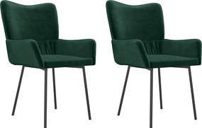 vidaXL Scaune de bucătărie, 2 buc., verde închis, catifea