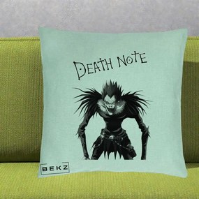 Perna Personalizata Death Note Ryuk Shinigami Alb-Negru, 40x40 cm, Verde Menta, Husa Detasabila, Perna Inclusa, BEKZ®
