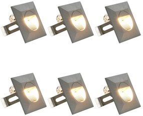 vidaXL Lămpi de perete LED de exterior, 6 buc., argintiu, 5 W, pătrat
