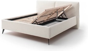 Pat matrimonial bej tapițat cu spațiu de depozitare cu somieră 160x200 cm Matera – Meise Möbel