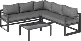 Outsunny Set Mobilier Gradina cu Canapea 3 Locuri, Scaun Adjustable, Set Canapele Exterior cu Masa Laterală și Perne, Aluminiu Gri | Aosom Romania