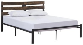 Pat matrimonial 160 cm Acabarian (negru + stejar rustikal) (cu somieră). 1116232
