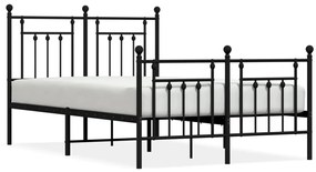353553 vidaXL Cadru pat metalic cu tăblie de cap/picioare, negru, 120x200 cm