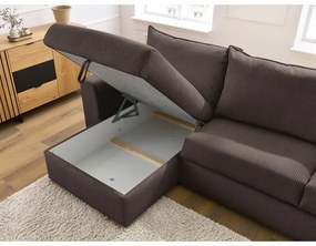 Colțar maro extensibil cu tapițerie din catifea reiată (cu colț variabil) Augustin – Bobochic Paris