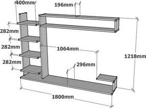 Comoda TV, Hanah Home, Noble, 180x121.8x29.6 cm, Safir / Antracit