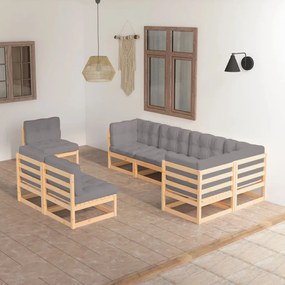3076674 vidaXL Set mobilier de grădină cu perne, 8 piese, lemn masiv de pin