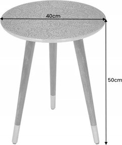 Masuta auxiliara design unicat Alcasar 50cm, argintiu antic