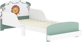 AIYAPLAY Pat pentru Copii cu Spațiu de Depozitare și Design Leu, 3-8 Ani | Aosom Romania