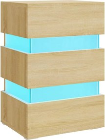 vidaXL Dulap noptieră cu LED stejar sonoma, 45x35x67 cm lemn prelucrat
