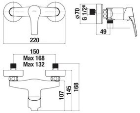 Baterie de duș JIKA H3311W70044001 CUBE crom lucios