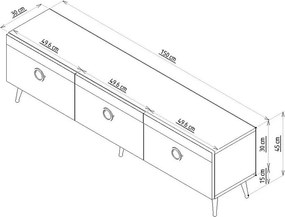 Comoda TV, Hanah Home, Safar, 150x30x45 cm, Alb