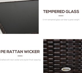 Outsunnt Masuta e Gradina in PE Rattan cu Raft Inferior,Maro,150x85x74cm