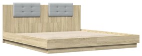 3209907 vidaXL Cadru de pat cu tăblie stejar sonoma 160x200 cm lemn prelucrat
