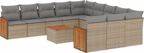 vidaXL Set canapele de grădină cu perne, 12 piese, bej, poliratan