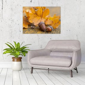 Tablou pe sticlă - Ghinde de toamnă (70x50 cm)