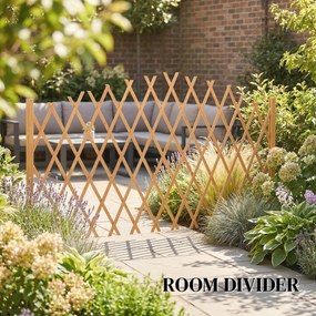 Outsunny Gard de delimitare Set 2 grilaje tip foarfecă extensibile, barieră autoportantă cu picioare 180 x 30 x 103 cm Maro | Aosom Romania