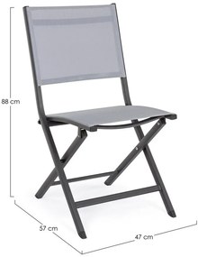 Scaun de grădină gri din metal Elin – Bizzotto