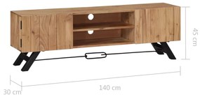 Comoda TV, 140 x 30 x 45 cm, lemn masiv de acacia