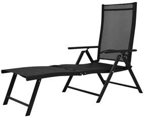 Sezlong de plaja pliabil, negru, aluminiu