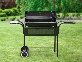 Görgős faszenes kerti grill állítható rácsmagassággal
