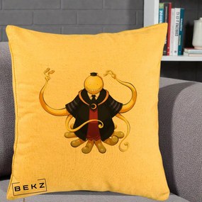 Perna Personalizata Assassination Classroom Koro-sensei, 40x40 cm, Galben, Husa Detasabila, Perna Inclusa, BEKZ®