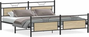 vidaXL Cadru pat metalic fără saltea, stejar sonoma, 200x200 cm