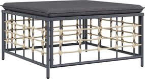 vidaXL Taburet de grădină cu pernă gri închis, poliratan