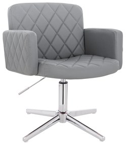 HR802CROSS Scaun Gri din Piele Ecologica cu Bază Cromata