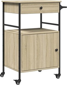 vidaXL Cărucior de bucătărie, stejar sonoma, 56x43x89,5 cm, lemn