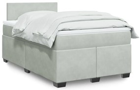 vidaXL Pat continental cu saltea, gri deschis, 120x200 cm, catifea