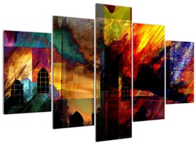 Tablou - Oraș colorat, abstracție (150x105 cm)