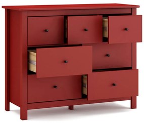 Comodă roșie joasă din lemn de pin 110x80 cm Misti – Marckeric