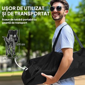 Outsunny Scaun de Camping Pliabil cu 2 Suporturi pentru Pahare și Buzunare Laterale, 99x71x103 cm, Gri | Aosom Romania