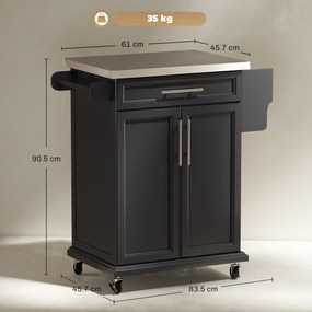 HOMCOM carrello cucina Nero 83.5 × 45.7 × 90.5cm