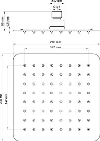 Floks dispersor fix - patrat crom anticalcar 20*20 cm NAC_005K
