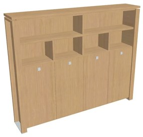 Dulap înalt pentru haine Verno+ 260 x 46 x 210 cm, cu rafturi, stejar deschis