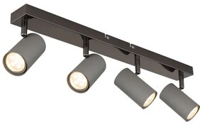 Plafoniera cu 4 spoturi directionabile metal negru gri ROBBY