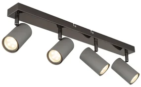 Plafoniera cu 4 spoturi directionabile metal negru gri ROBBY