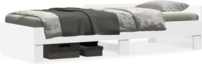 vidaXL Cadru de pat, alb, 75x190 cm, lemn prelucrat