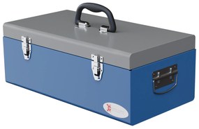 DURHAND Caisse boite à outils en métal transportable cu 3 mânere, 2 încuietori, dim. 50L x 26l x 18,5H cm, bleu | Aosom Romania