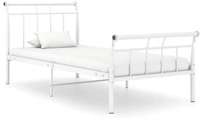 vidaXL Cadru de pat, alb, 90x200 cm, metal