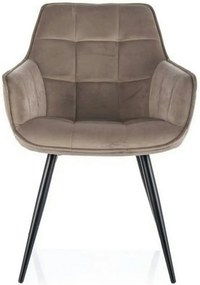 Scaun LILIA, bej inchis/negru, stofa catifelata/metal, 59x45x90 cm