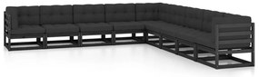 vidaXL Set mobilier grădină cu perne, 9 piese, lemn masiv de pin