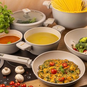 Set oale si tigai marmorate cu capace 12 peise Klausberg KB-7969, crem