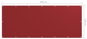 Paravan pentru balcon, rosu, 120x300 cm, tesatura Oxford Rosu, 120 x 300 cm