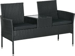 Outsunny Mobilier de Terasa pentru 2 Persoane cu Masa de Ceai