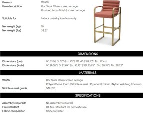 Scaun de bar elegant design LUX Olsen, scalea orange