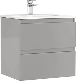Set dulap baza suspendat Gala Daily gri 2 sertare cu lavoar 60 cm